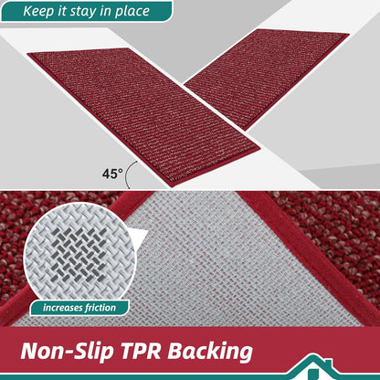 BEQHAUSE Dirt Trapper Door Mat 20" x 32", Non-Slip Washable Doormats Entrance Mat, Dirt Resistant and Absorbent Welcome Mat, Low Profile Floor Mats for Front Back Door and Entryway, Red