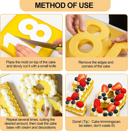 12 Inch Number Cake Mold Baking Forms Moulds,9 Pieces 0-8 Cake Number Stencils,Number Cake Pans,Flat Plastic Mold Numerical Templates Cutting for DIY Cakes/Cookies