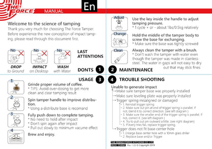 The Force Tamper Automatic Impact Coffee Tamper Adjustable Const Pressure and Autoleveling Extend Set New (Ball, 58.35mm)