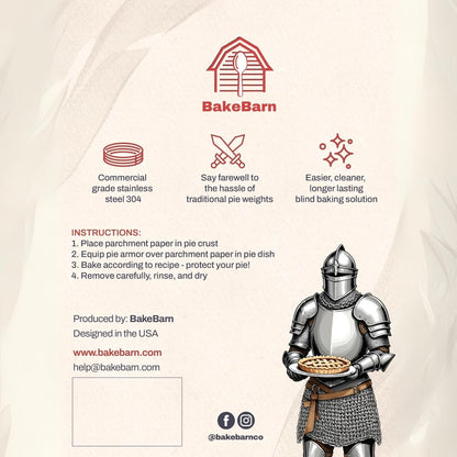 Pie Armor, Universal Fit Pie Weight for 7-10 inch Pies, Durable Alternative to Traditional Ceramic Pie Weights, 100% Stainless Steel 304