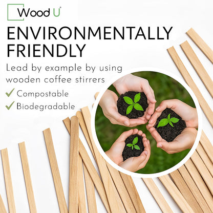 Premium 7" Wooden Coffee Stir Sticks - Eco Friendly Square-End Coffee Stirrers Sticks 1000-Pack