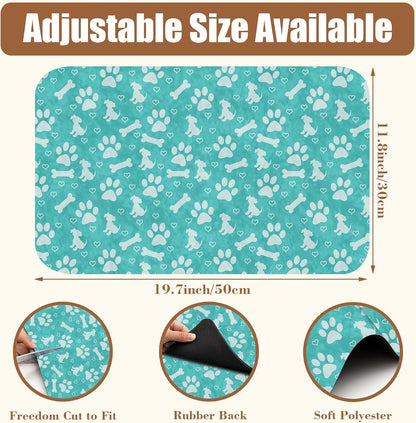 Dish Drying Mat Dog Paws and Bones Coffee Bar Mat for Countertop Absorbent Rubber Backed Hide Stain Dish Drainer Rack Pad Espresso Machine Coffee Pot Dining Room Decoration 11.8 x 19.7 Inch