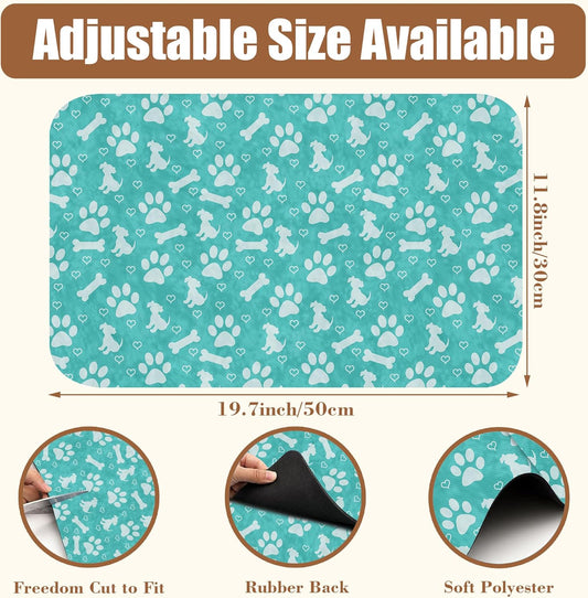 Dish Drying Mat Dog Paws and Bones Coffee Bar Mat for Countertop Absorbent Rubber Backed Hide Stain Dish Drainer Rack Pad Espresso Machine Coffee Pot Dining Room Decoration 11.8 x 19.7 Inch