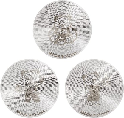 MEION 53.3mm Espresso Puck Screen-3 Pack 0.2mm Ultra Thin Espresso Puck, Stainless Steel Reusable Coffee Filter, Compatible with Espresso Machine 54mm Portafilter Basket