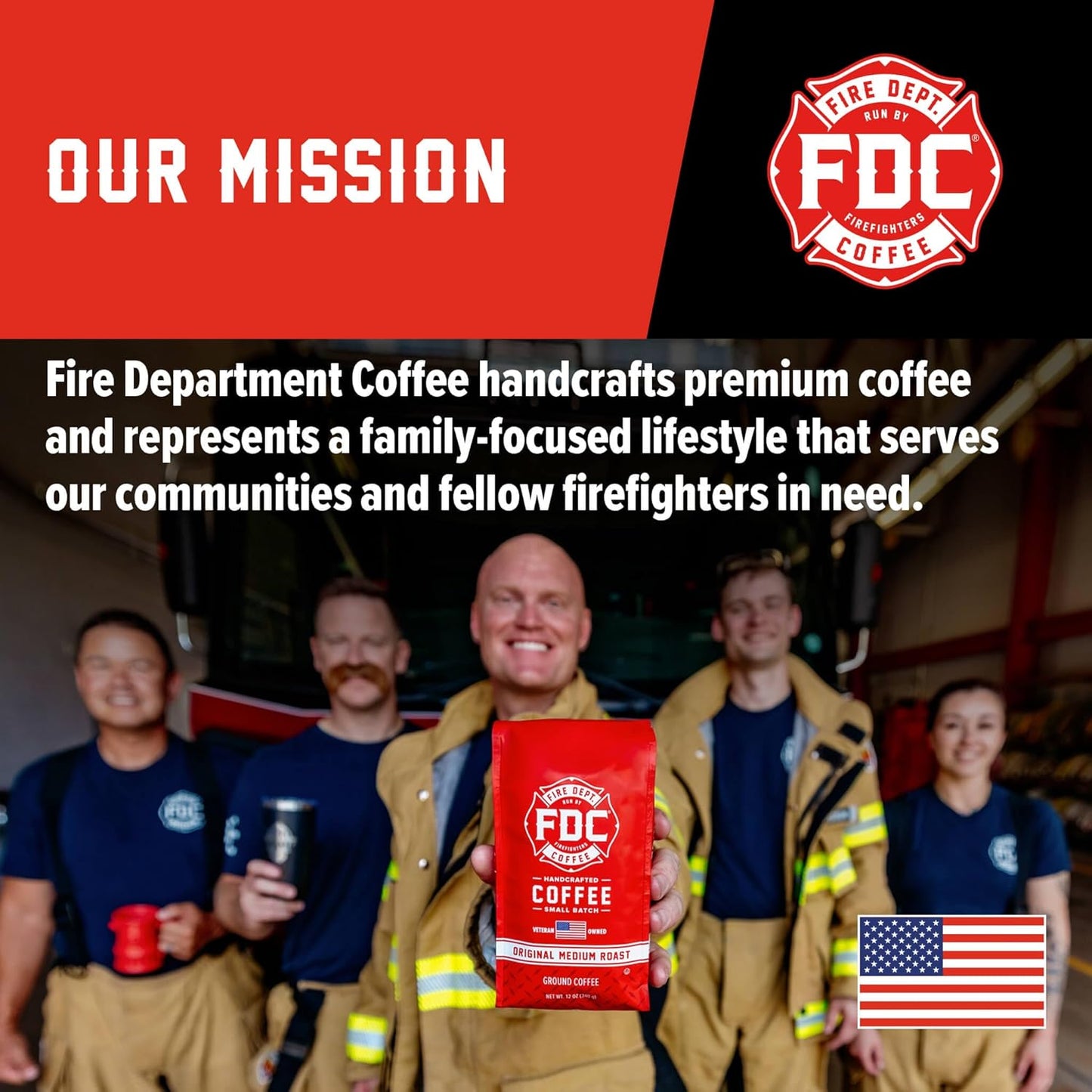 Fire Department Coffee - Gives Back to Firefighters - Shellback Espresso Coffee Beans - Bold & Smooth - Roasted in the USA - Premium Espresso - Veteran Owned (12 oz, Pack of 2)