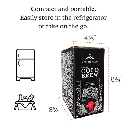 Afficionado Coffee Roasters | Magical Cold Brew | 1 Gallon | Bag in Box | Single Origin Peruvian Coffee | Medium Roast | Ready to Drink | Pasteurized & Shelf-Stable