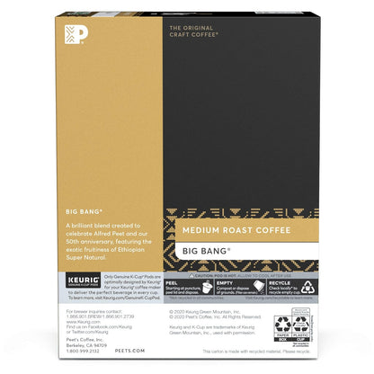 Peet's Coffee K-Cup Coffee Pods for Keurig Brewers, Medium Roast, Pods, Big Bang, 22 Count (Pack of 2)