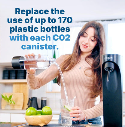 Soda Sense 60L CO2 Exchange Canister - 2 Pack, Threaded Style - Compatible with All 'Screw-In' Soda/Sparkling Water Makers, Including SodaStream BLUE Cylinder Models, Ninja Thirsti, Philips & More