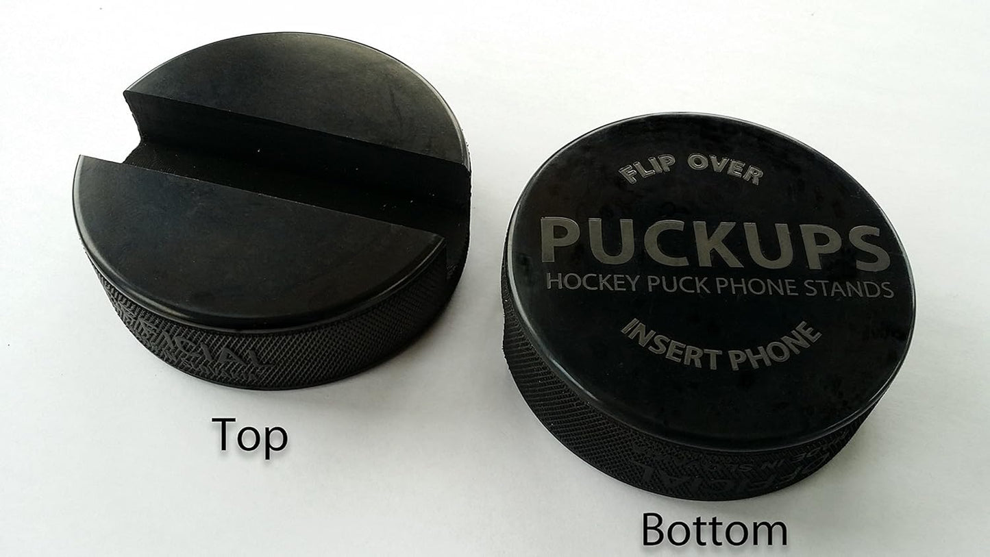 The Original Indestructible Hockey Puck Cell Phone Stand - The Best Universal Smartphone Stand. Compatible for All iPhone/Samsung/Google/LG Smartphones. Made from a Real Hockey Puck (1 Pack)