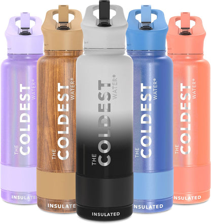 Coldest Insulated Water Bottle with Straw Lid - Stainless Steel Metal Insulated Bottle for Men & Women (Hyperspace White, 40 oz)