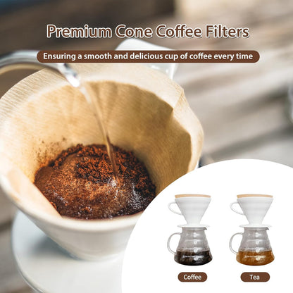 100 Count Cone Coffee Filters #4, Natural Brown Paper Cone Shaped Coffee Filters for Pour Over and Drip Coffee Maker(100 Count)