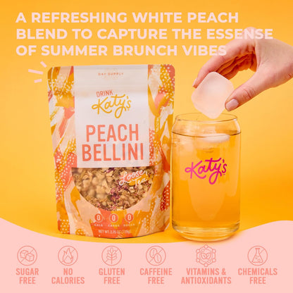 Katy’s Peach Bellini Loose Leaf Tea | Fruity & Refreshing Light White Herbal Tea | Apple, Peach & Mango | Caffeine-Free Tea | 30+ Cups | Hot or Iced | Premium Quality, Woman-Owned | 2.75oz Pouch