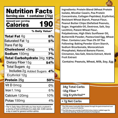 Bootylicious | High-Protein Muffin | 25g Protein, 7g Net Carbs, 2.32-2.75oz Cup, 12-Pack (Banana Peanut Butter)