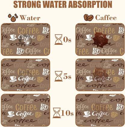 Doodle Coffee Dish Drying Mat Coffee Bar Mat for Countertop Absorbent Rubber Backed Hide Stain Dish Drainer Rack Pad Espresso Machine Cafe Table Dining Room Decoration 11.8 x 19.7 Inch