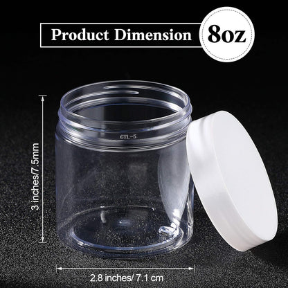 Patelai 4 Pieces Round Wide-mouth Leak Proof Plastic Container Jars with Lids for Travel Storage Makeup Beauty Products Face Creams Oils Salves Ointments DIY Making(8 Ounce,White)