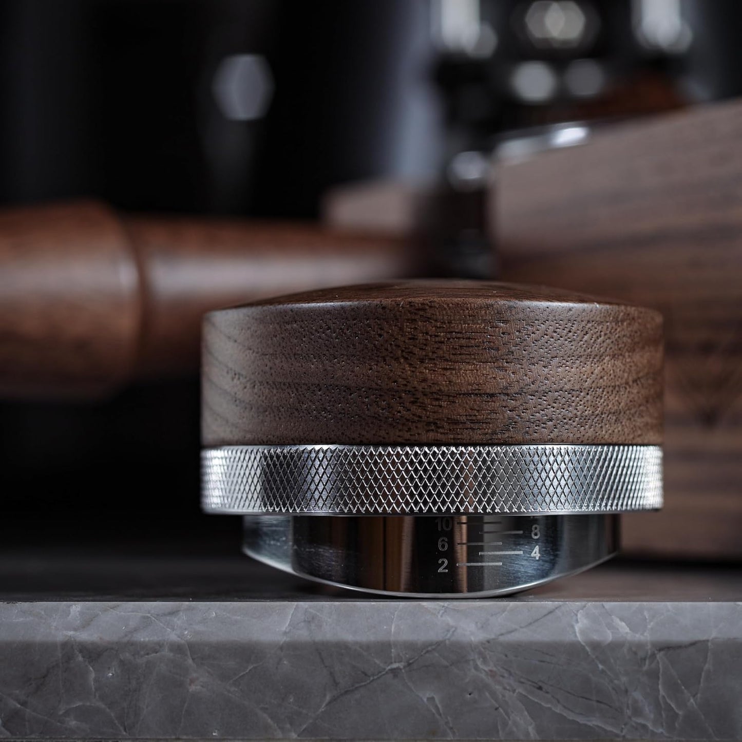 51.5mm Espresso Distributor for La Pavoni Post Millenium Models Wooden Coffee Distribution Tool Adjustable Depth Stainless Steel Espresso Leveler