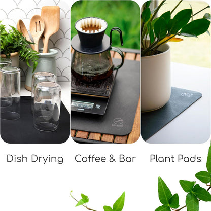 Ternal - Coffee Mat – 19x12 Inch Wet Bar Mat for Countertop | Absorbent, Quick-Dry Dish Drying Pad with Non-Slip Rubber Back | Fits Under Coffee-Maker, Espresso Machine, Dish Rack