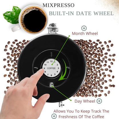 Mixpresso 16 Oz Copper Coffee Canister, Stainless Steel Airtight Coffee Container, Ground and Bean Storage with Date Tracker, Vacuum Sealed Espresso Airtight Container, Sugar Container