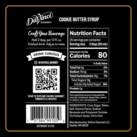 DaVinci Gourmet Cookie Butter Syrup, 25.4 Fluid Ounces (Pack of 1)