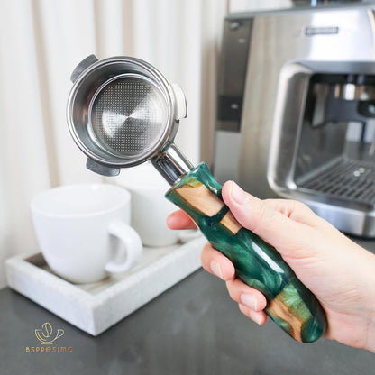54mm Bottomless Portafilter Modern Handle – Includes Stainless Steel Naked Basket – Fits Breville Barista Express & 54mm Breville Espresso Machines - Espresso Machine Accessories – Green