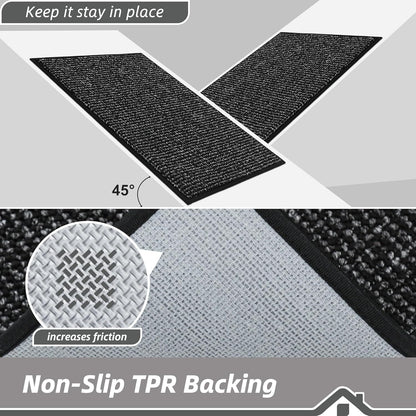BEQHAUSE Dirt Trapper Door Mat 36" x 60", Non-Slip Washable Doormats Entrance Mat, Dirt Resistant and Absorbent Welcome Mat, Low Profile Floor Mats for Front Back Door and Entryway, Black