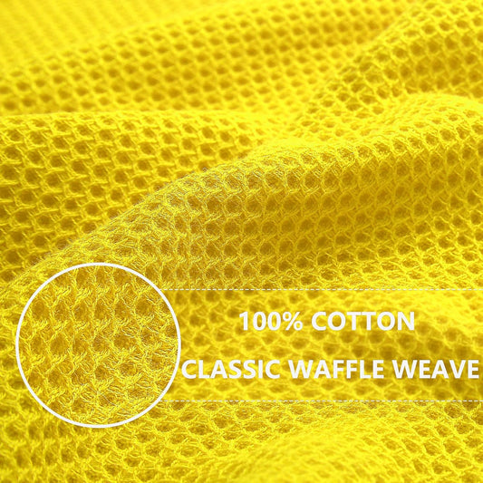 Homaxy 100% Cotton Waffle Weave Kitchen Dish Cloths, Ultra Soft Absorbent Quick Drying Dish Towels, 12 x 12 Inches, 8-Pack, Yellow