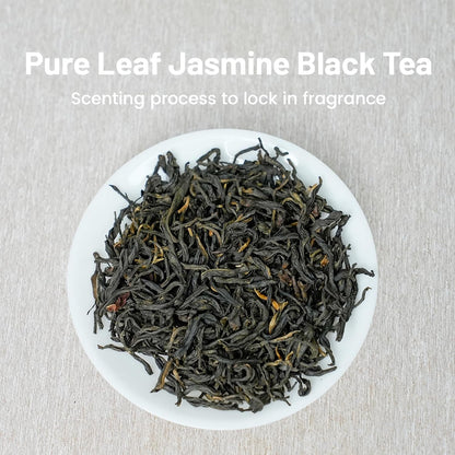 iTeaworld Jasmine Black Tea Loose Leaf, Yunnan High Mountain Black Tea, Scented with Fresh Jasmine Flowers, Rich Floral Aroma, Pure Leaves Without Sugar, No Additive, 1 Bag, 3.52oz
