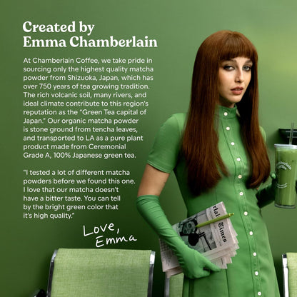 Chamberlain Coffee Chocolate Matcha Green Tea Powder - Rich Cocoa + Ceremonial Grade Matcha - Hot or Iced - Organic, Vegan & Gluten-Free Matcha Powder - 1.06 oz