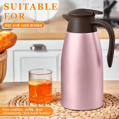 Norme 2 Pcs Thermal Coffee Carafe Insulated Stainless Steel Coffee Carafe for Hot Liquid Vacuum Thermal Pot Creamer Pitcher Dispenser with Brushes Keeping Hot Water Milk(Rose Red)