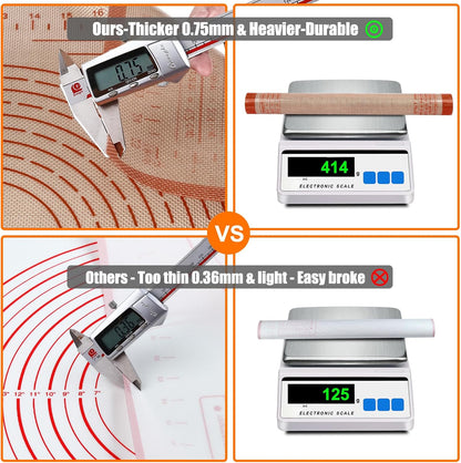 Silicone Pastry Mat 34X26 Inch Extra Large Baking Mat with Measurements for Dough Rolling, Kneading Board, Kitchen Counter Mats for Dough, Pastry, Fondant, Pie Crust, Cookies, Bread, Pasta, Pizza