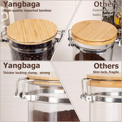 Yangbaga Coffee Container for Ground Coffee,2×58OZ Storage Containers with Shelf & Scoop,Plastics Airtight Coffee Canisters for Ground Coffee Bean,Food Storage Jars for Kitchen,Nuts,Tea,Sugar
