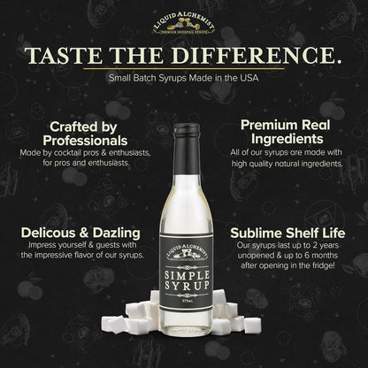Liquid Alchemist Simple Syrup for Cocktails - Real Ingredients Make our Simple Sugar Syrup the Perfect Old Fashioned Mix - Non-GMO, Gluten Free & Vegan (25 oz)
