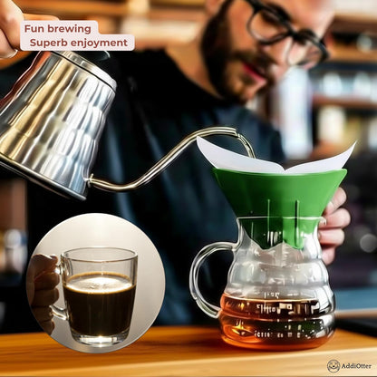 Pour-over Coffee Set for Home/Outdoor Adventures, Includes 80 Disposable Fabric Filters & 1 Dripper, Brew for 1-2 Cups, Enhanced Extraction Filters for Brewing Smooth & Flavorful Coffees