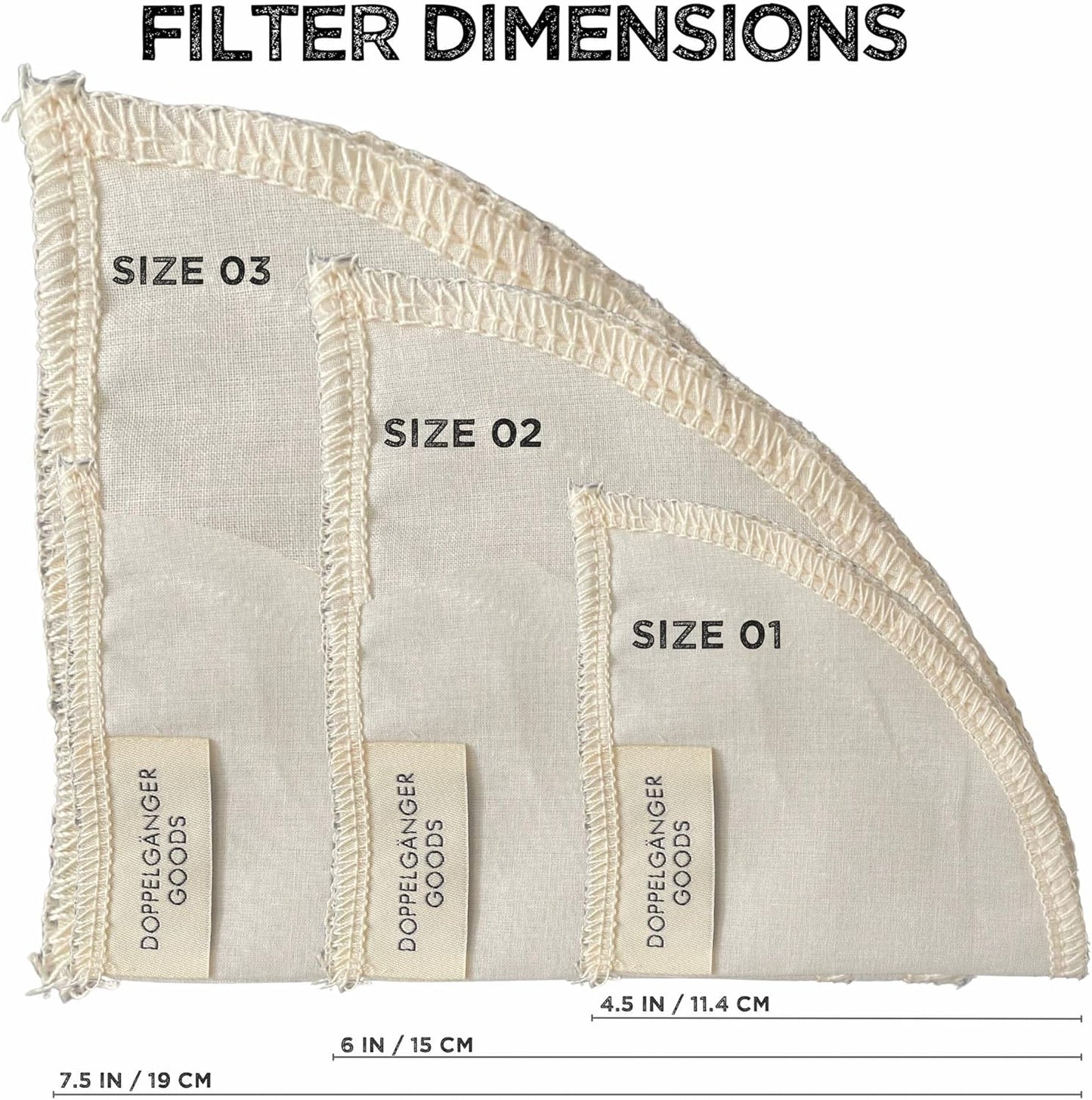 (2-Pack) Reusable Organic Cotton Pour Over Cone Filters for Hario V60, Chemex, Kalita and Origami Style Filters — Pourover Coffee Filter Maker Cup Ceramic, Glass, Plastic Dripper (Size 02, 2-4 Cups)