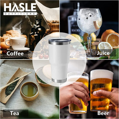 HASLE OUTFITTERS 30oz Stainless Steel Tumbler, Double Wall Vacuum Insulated Travel Mug Tumbler, Durable Insulated Coffee Mug, Gift Box Set (White, 12)