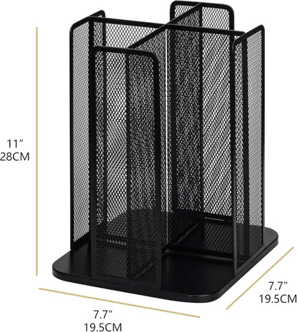 Annova Paper/Plastic Cup and Lid Holder Plastic Storage Organizer, 360°Rotating Coffee Mup Dispenser with 4 Compartments, Multifunctional Storage Rack for Home, Office, Bar, Coffee Shop (Black)