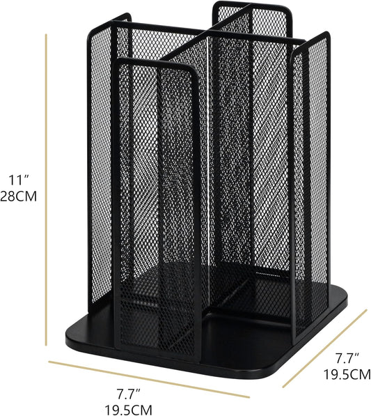 Annova Paper/Plastic Cup and Lid Holder Plastic Storage Organizer, 360°Rotating Coffee Mup Dispenser with 4 Compartments, Multifunctional Storage Rack for Home, Office, Bar, Coffee Shop (Black)