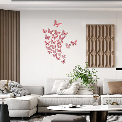 SAOROPEB 3D Butterfly Wall Decor - 48 Pcs, 4 Styles, 3 Sizes - Removable Stickers (Blood Red) for Birthday & Party Celebrations