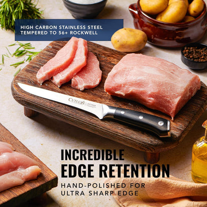 Cutluxe BBQ Carving Knife Set – Brisket Slicing and Boning Knife for Meat Cutting – Professional Knife with Razor Sharp German Steel, Full Tang, Ergonomic Handles – Artisan Series