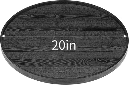 20 inch Round Solid Wood Serving Tray Extra Large Tea Coffee Snack Food Meals Serving Plate Non-Slip Kitchen Party Bar Server Ottoman Tray Breakfast Tray with Raised Edges Black