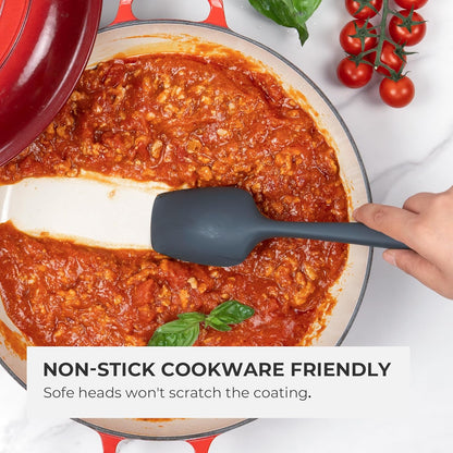 Elihome Classic Silicone Spoonula - Non-Stick Heat Resistant Silicone Scraper Spatula for Mixing, Serving, Scraping, Stirring, and More - 11 Inch, Dark Grey