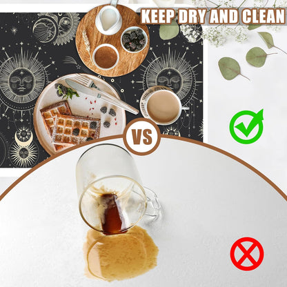 Moon Sun Zodiac Coffee Mat Astrology Dish Drying Mat for Kitchen Counter Absorbent Hide Stain Rubber Backed Coffee Bar Accessories Fit Under Espresso Machine, 15.7 x 23.6 Inch