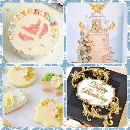 3 Packs Baroque Silicone Molds Scroll Silicone Baroque Mold Clay Molds Fondant Molds Border Fondant Mold Wedding Birthday Cake Decoration