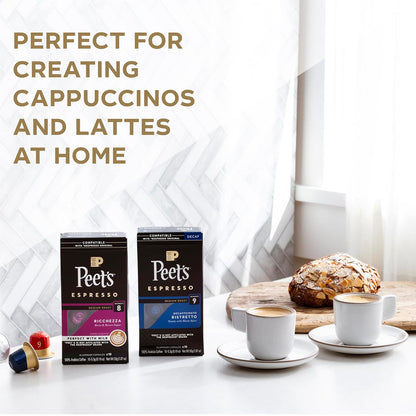 Peet's Coffee, Dark and Medium Roast Espresso Capsules Variety Pack, Compatible with Nespresso Original Machine - Intensity 8-11, 40 Count (4 Boxes of 10 Espresso Capsules)