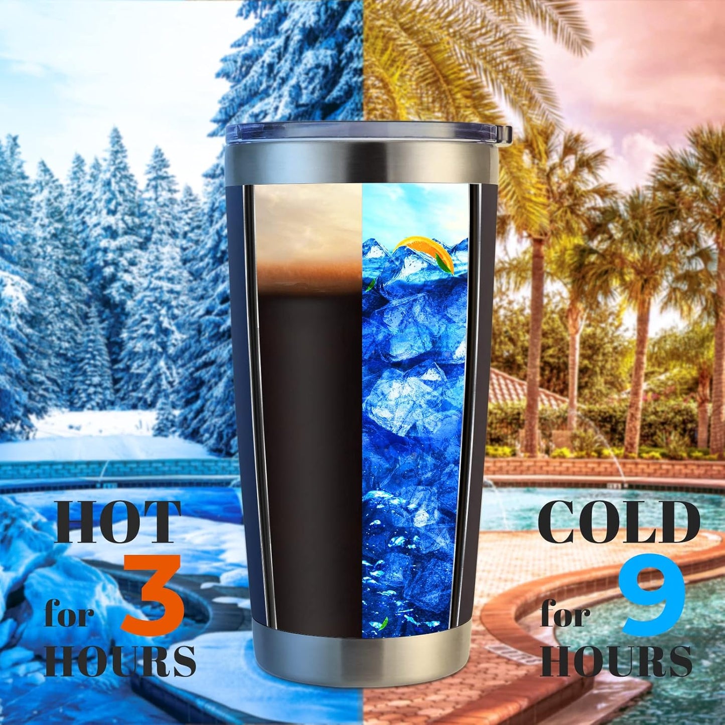 DOMICARE 20oz Stainless Steel Tumbler Bulk with Lid, Double Wall Vacuum Insulated Travel Mug, Powder Coated Coffee Cup (Powder Navy, 4)