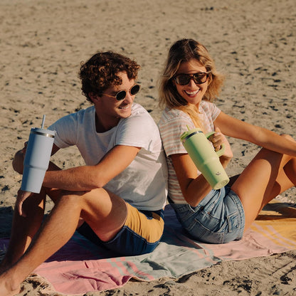 40 oz Tumbler with Handle and 2 Straws,2 in 1 Lid Insulated Water Bottle Stainless Steel Travel Coffee Mug,Mint