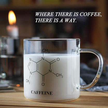 LUXU Glass Coffee Tea Mugs Set of 2,Clear Coffee Cups for Hot or Cold Beverages,Large Wide Mouth Drinking Glasses,Great for Mocha,Latte,Milk,Cappuccino,Water and Juice -14 oz