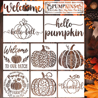 Fall Stencils for Painting on Wood Pumpkin Stencil Reusable Autumn DIY Crafts Stencils for Door Mats Porch Hanger Fabrics Decor