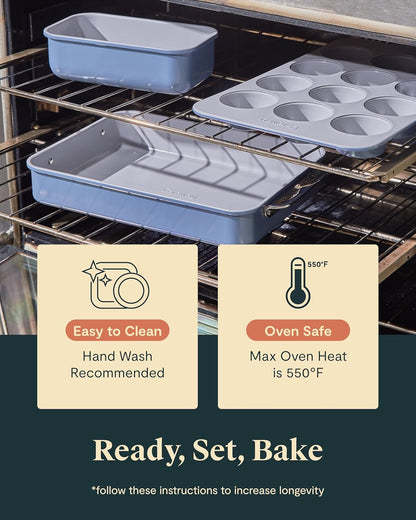 Caraway Nonstick Ceramic Bakeware Set (11 Pieces) - Baking Sheets, Assorted Baking Pans, Cooling Rack, & Storage - Aluminized Steel Body - Non Toxic, PTFE & PFOA Free - Sage
