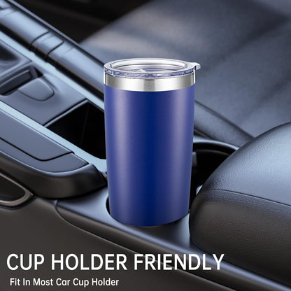 20 oz Tumblers Bulk Stainless Steel Tumbler with Lid Double Wall Vacuum Insulated Coffee Mug 20oz Powder Coated Cup for Hot and Cold Drinks, Blue, 6 pack